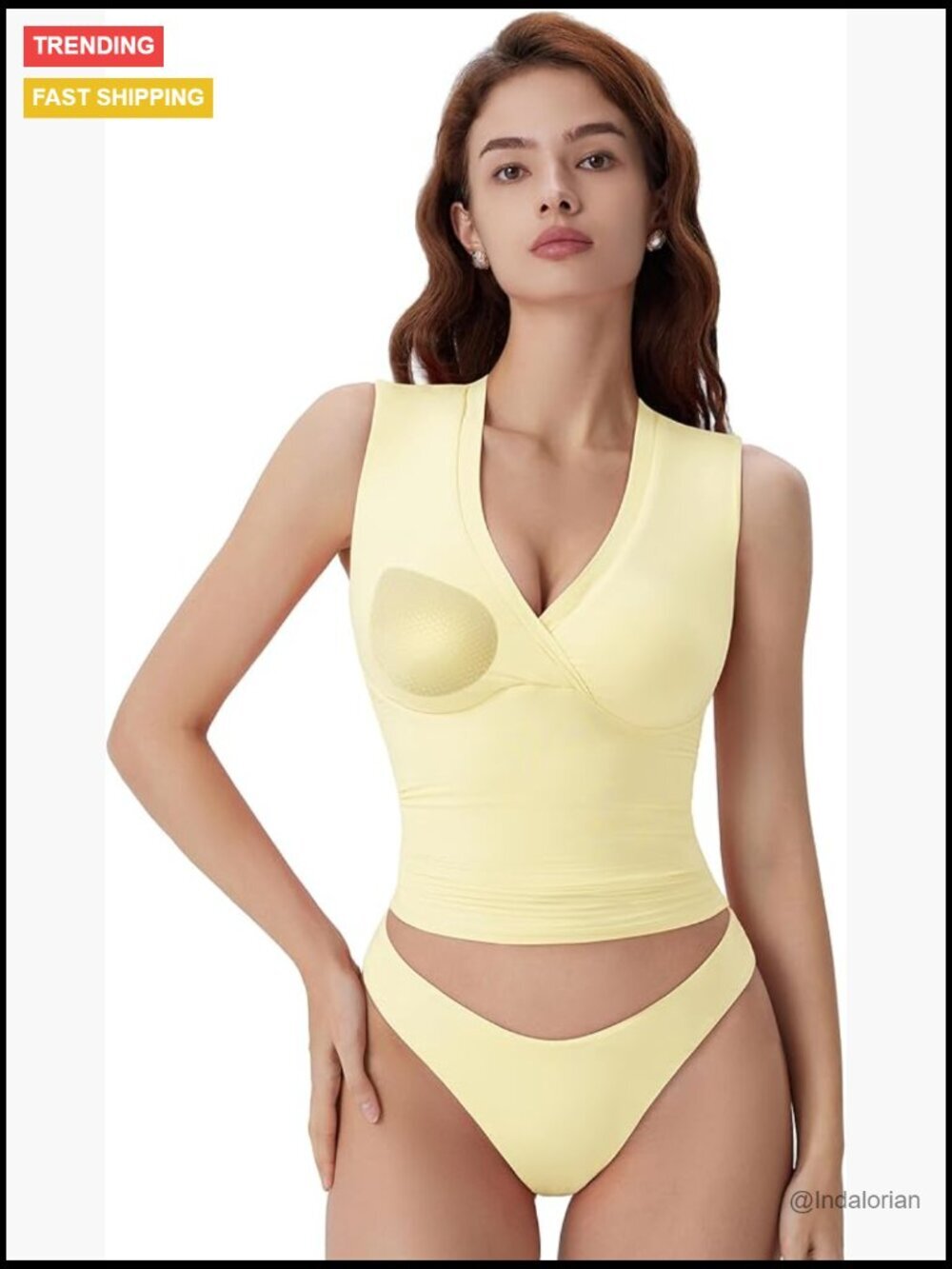 Built in Bra V Neck Tank Top Double Lined Summer Camisole Going Out Top